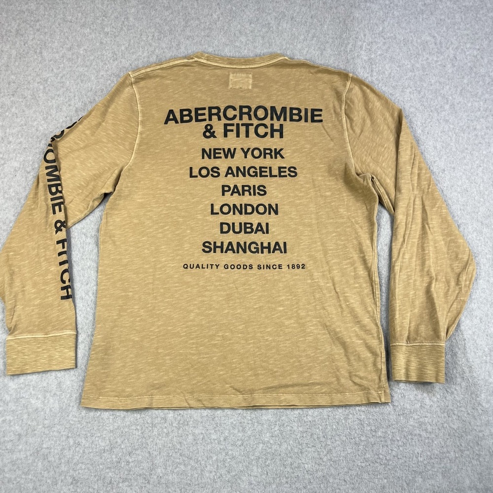 Abercrombie & Fitch Global Flagship Shirt Mens XL Vintage Wash Fade Logos